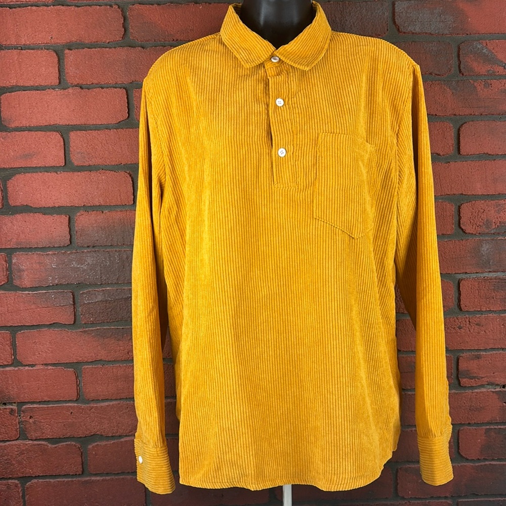 Siziman Shirt Womens 34 Yellow Corduroy ButtonDown